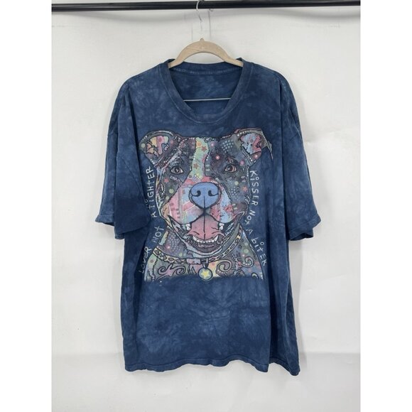 The Mountain Pit bull Graphic Short Sleeve Tee Women XXL Blue Retro Casual - Picture 1 of 7